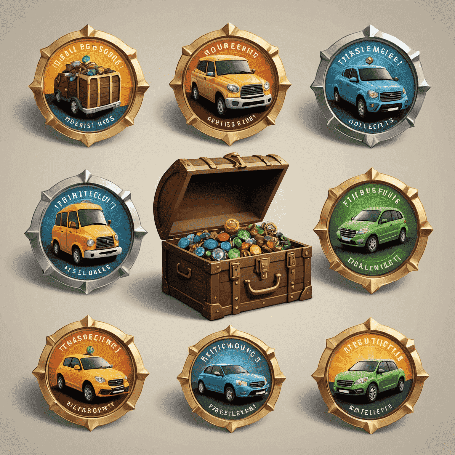 Animated graphic showing drivers unlocking various benefits represented by treasure chests and achievement badges