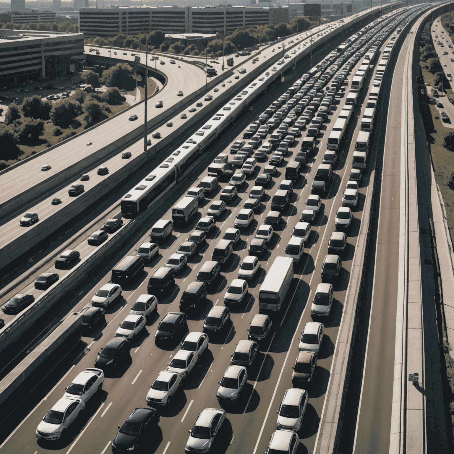A busy highway with multiple lanes, representing the commuter-focused RTA plan